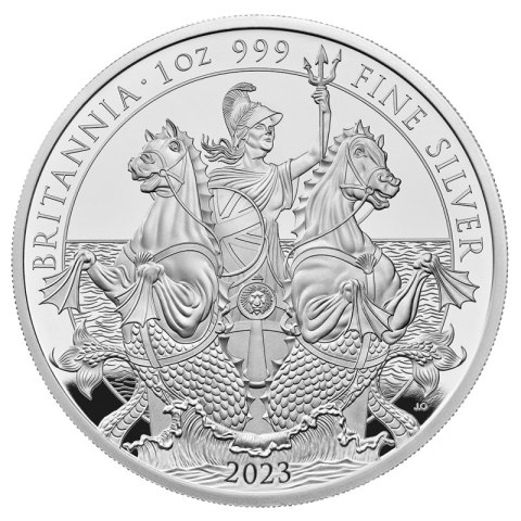 1 oz Britannia Proof 2023 srebrna moneta – rewers z Britannią w jakości proof