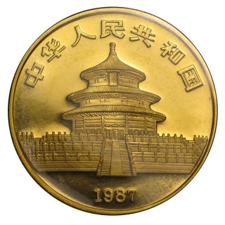 1 Uncja Chińska Panda Złota Moneta | 1987 | Uszkodzona