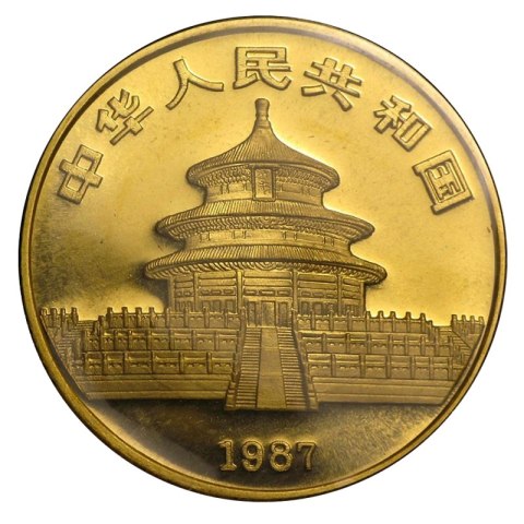 1 Uncja Chińska Panda Złota Moneta | 1987 | Uszkodzona