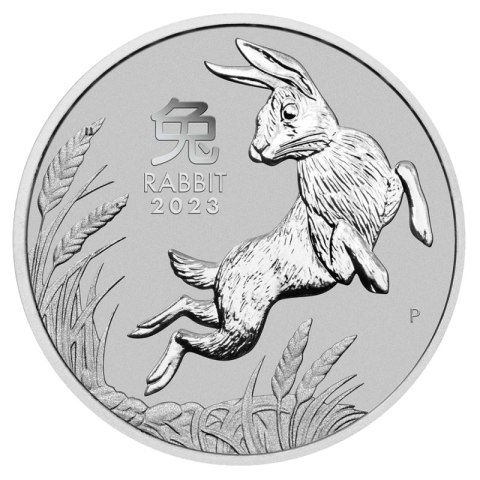 1 oz Lunar III Królik 2023 platynowa moneta z Perth Mint – rewers