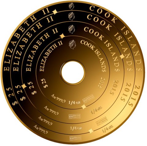 1 oz Wyspy Cooka Armilarna Złota Moneta Valcambi 2025 w kapslu ochronnym – awers