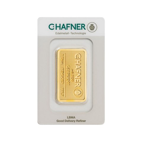 1 oz złota sztabka C.Hafner w zabezpieczonym blistrze z Niemiec