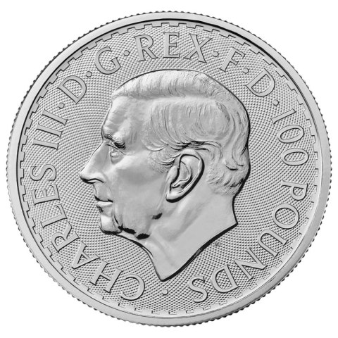 1 oz Britannia Karol III Platynowa Moneta 2023 rewers – postać Britannii z zabezpieczeniami