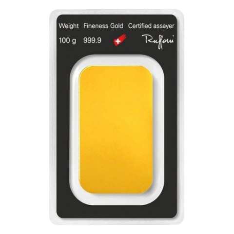 100g bita sztabka złota Argor-Heraeus – czyste złoto 999,9 w oryginalnym certyfikowanym blistrze