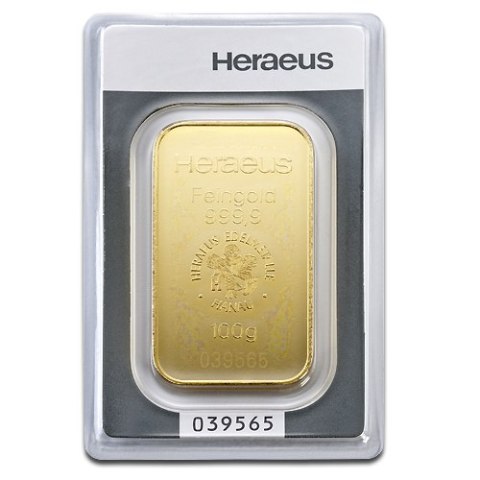 Złota sztabka Heraeus 100 g – certyfikowane złoto inwestycyjne w opakowaniu CertiPack