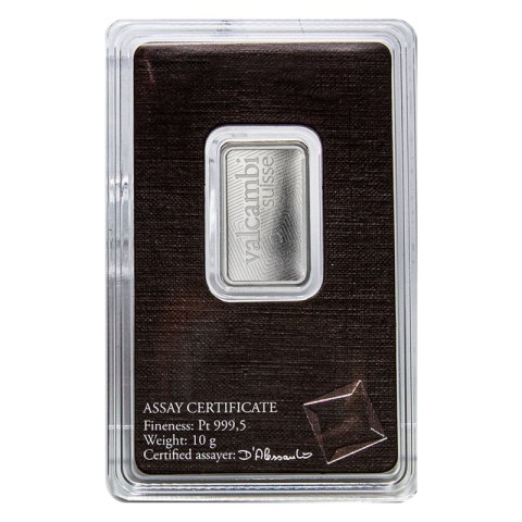 10-gramowa Platynowa Sztabka Valcambi