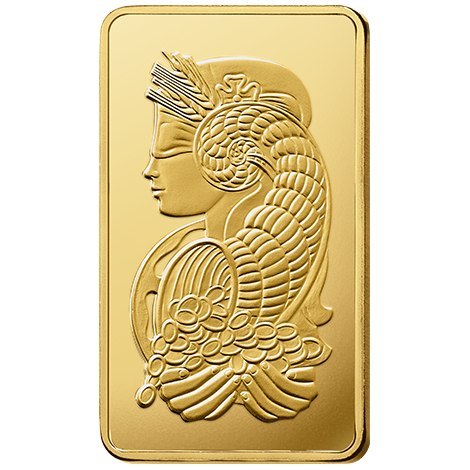 250g Złota Sztabka PAMP Fortuna – awers z boginią Fortuną