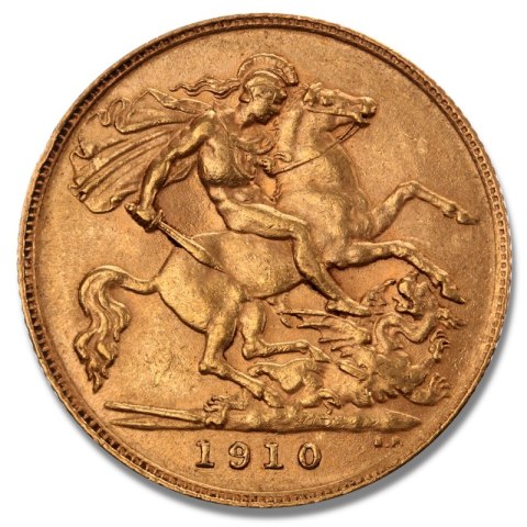 Pół Suwerena Edward VII złota moneta – awers z portretem króla