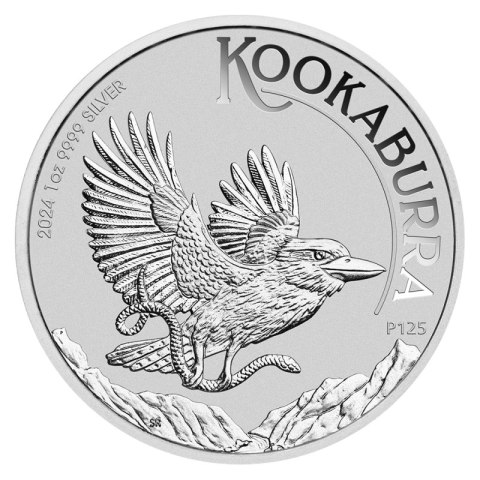 1 oz Kookaburra 2024 srebrna moneta – rewers z ptakiem kookaburra