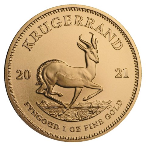 Złota moneta Krugerrand 1 uncja 2021 – rewers ze springbokiem