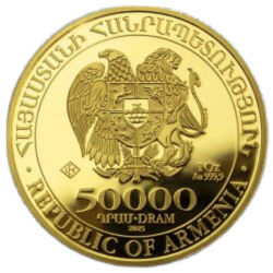 1 oz złota moneta Arka Noego 2025 – Armenia, LEV, w kapslu ochronnym