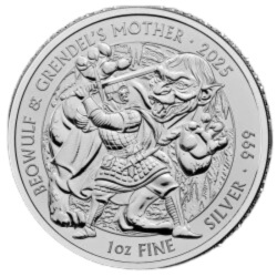 Srebrna moneta 1 oz Beowulf & Grendel 2025 - kolekcjonerska moneta bulionowa