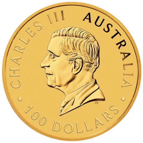 1 oz Perth Mint 125 Rocznica 2024 – złota moneta, awers z królem Karolem III
