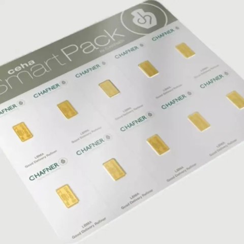 10×2 g Złota Sztabka C.Hafner – blister SmartPack z certyfikatem autentyczności i numerem seryjnym