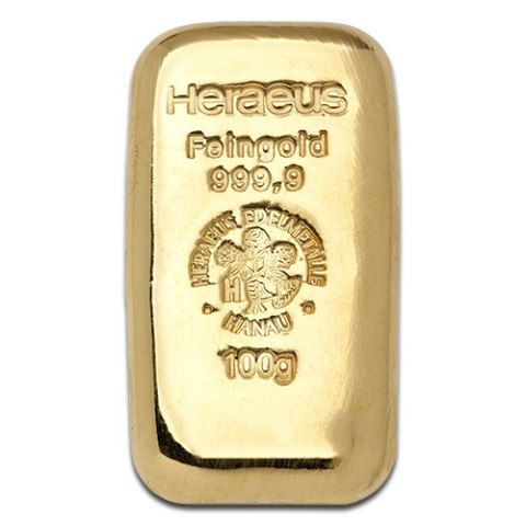100g Złota Sztabka Odlewana | Heraeus