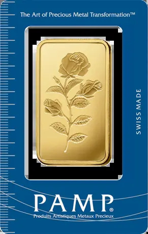 100 g Złota Sztabka PAMP Róża – szwajcarskie złoto inwestycyjne w opakowaniu CertiPack z motywem róży