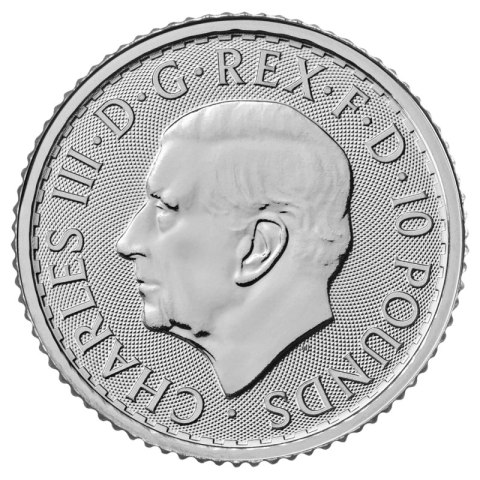 1/10 oz Britannia 2024 platynowa moneta z Karolem III – awers