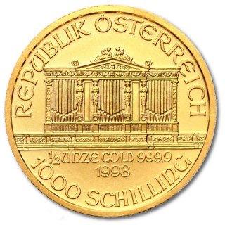 1/2 Uncji Filharmonicy Wiedeńscy Złota Moneta | Mieszane Roczniki