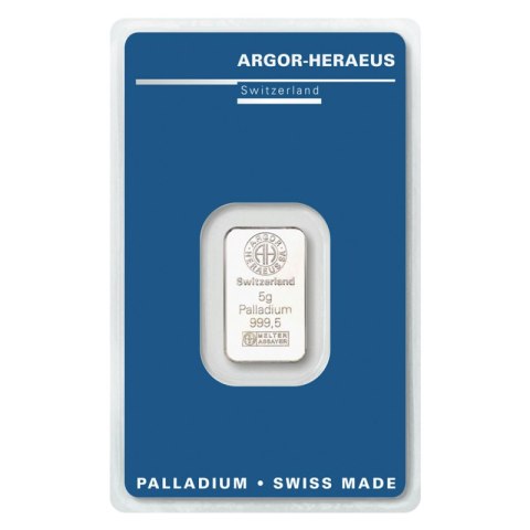 5 g palladowa sztabka Argor-Heraeus w blisterze – pallad 999,5