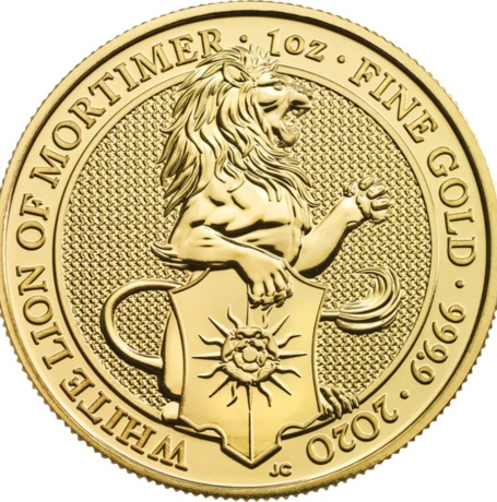 1 oz złota moneta Biały Lew Mortimerów 2020 z serii Queen’s Beasts