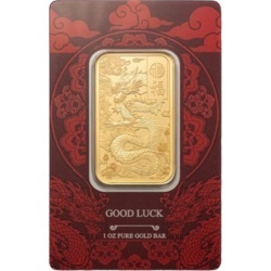 1 oz Złota Sztabka Good Luck Dragon PAMP Suisse w oryginalnym blisterze