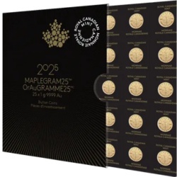 Zestaw 25 x 1g złotych monet MapleGram w blistrze – inwestycja w złoto