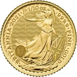 1/10 oz Britannia złota moneta inwestycyjna 999,9 w kapslu